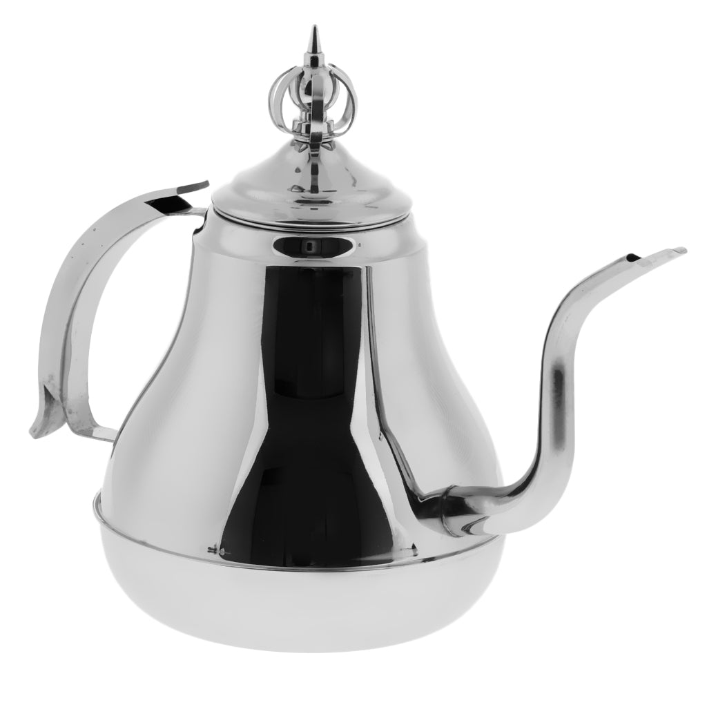 Gooseneck Coffee Kettle Stainless Steel Pour Over Tea Kettle 1.2L Silver