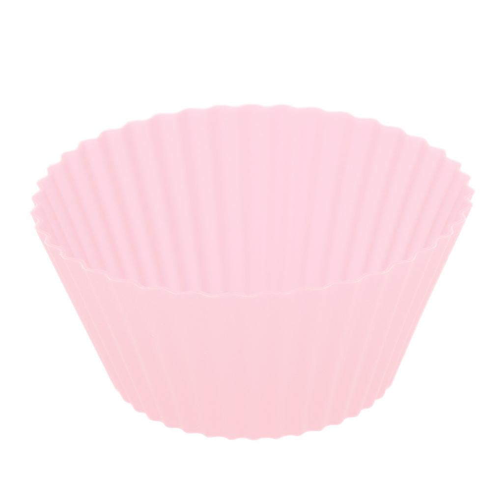 4xSilicone Muffin Cup Round 7cm Cake Cup Small Cake Mould Pink