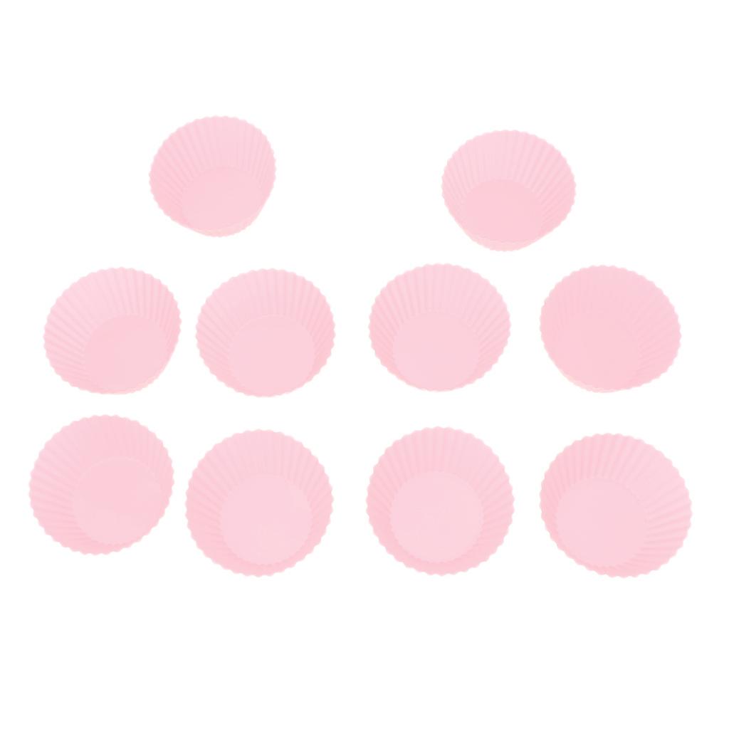 3xSilicone Muffin Cup Round 7cm Cake Cup Small Cake Mould Pink