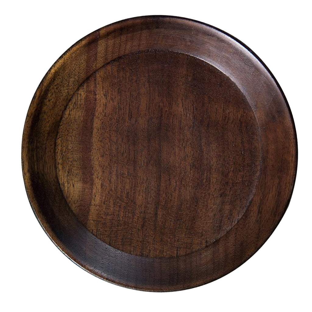 Round Wooden Serving Tray Dish Plate Fruit Snacks Cake Storage Trays 4 inch