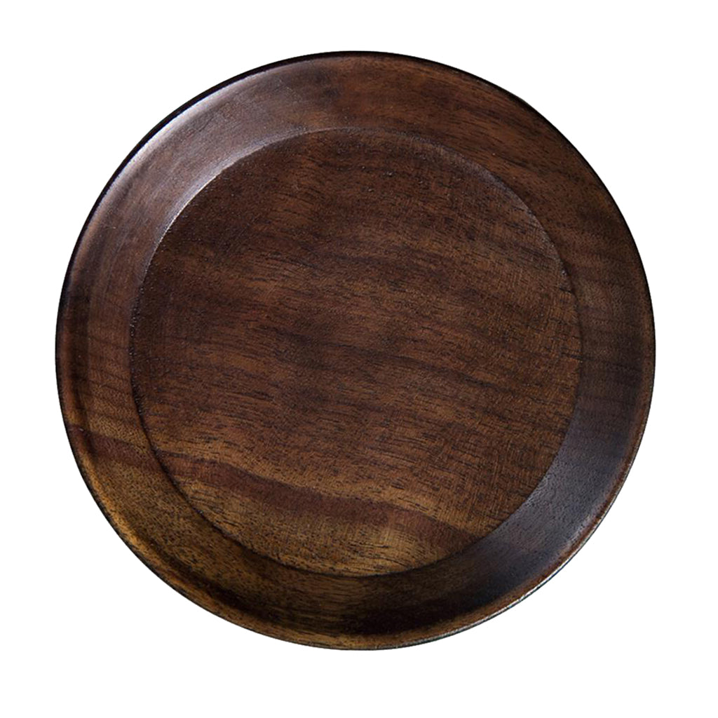 Round Wooden Serving Tray Dish Plate Fruit Snacks Cake Storage Trays 4 inch