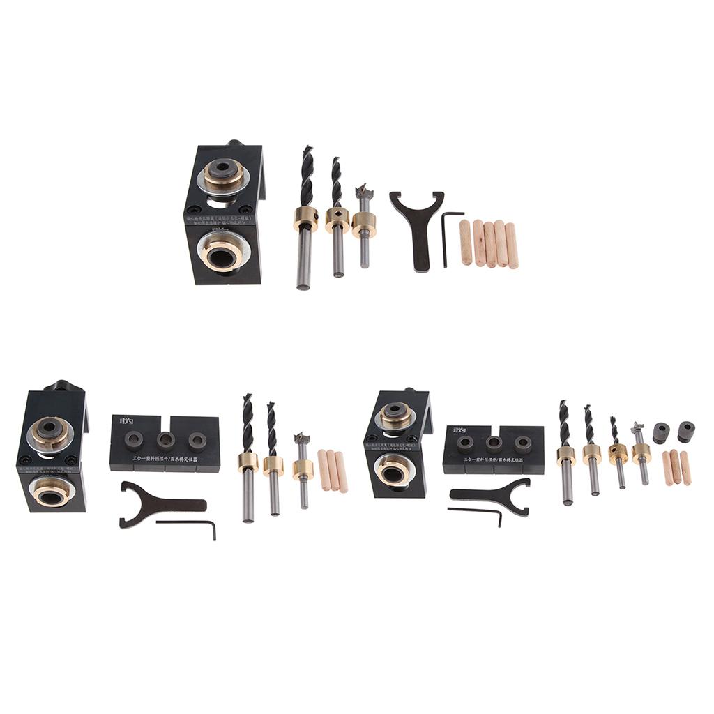 3-in-1 Woodworking Drilling Locator Tool Kit Round Log Plug Puncher Tools A
