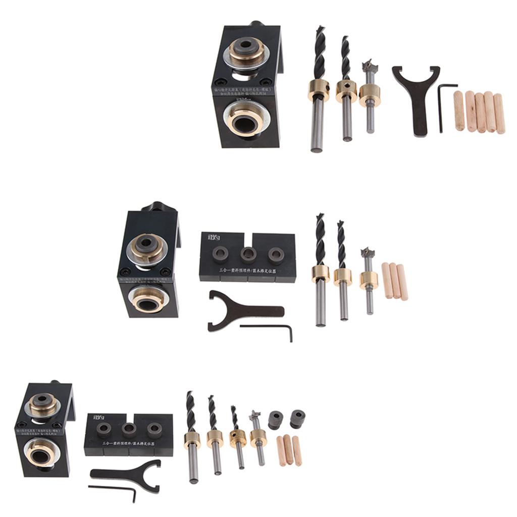 3-in-1 Woodworking Drilling Locator Tool Kit Round Log Plug Puncher Tools A