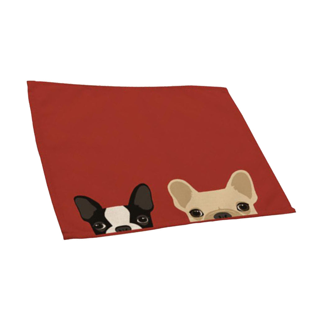Cotton Linen Placemats Cute cat and dog print cotton Table Mats 11
