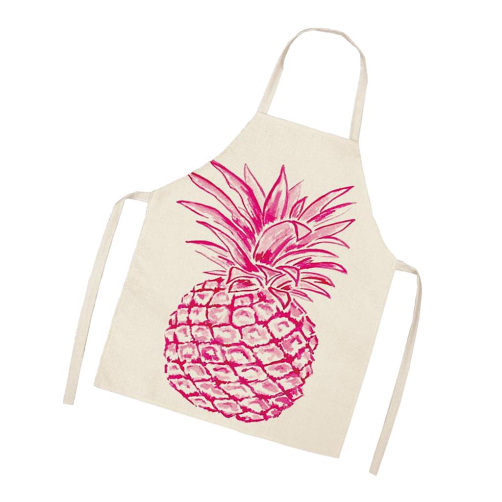 Kitchen Sleeveless Pineapple Apron Cooking Dress Pink Pineapple 68x49cm
