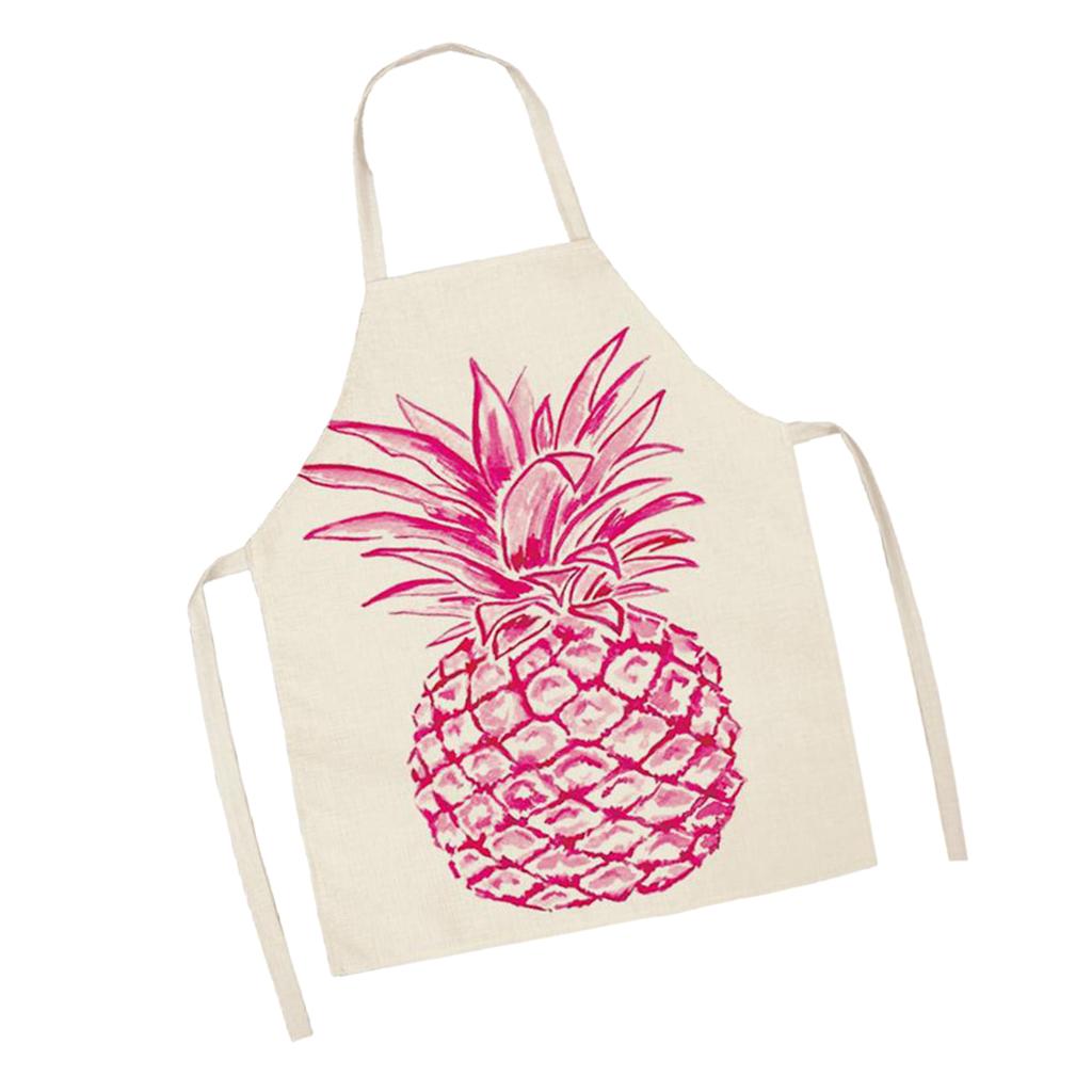 Kitchen Sleeveless Pineapple Apron Cooking Dress Pink Pineapple 68x49cm