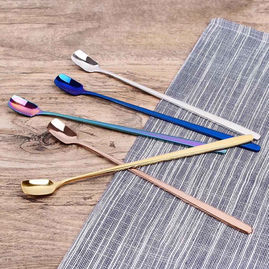 Long Handle Spoon Stainless Steel Spoon Tea Coffee Milkshake Spoon Rose Gold