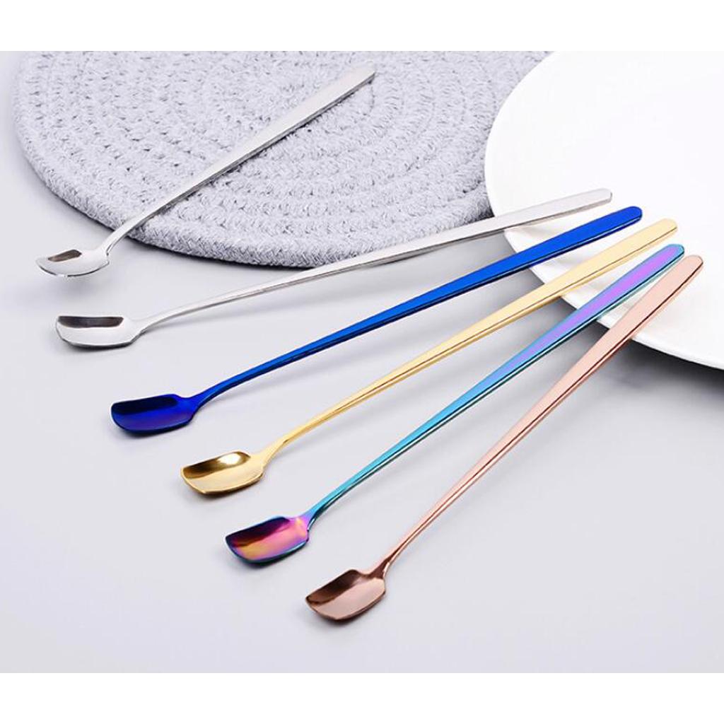 Long Handle Spoon Stainless Steel Spoon Tea Coffee Milkshake Spoon Rose Gold