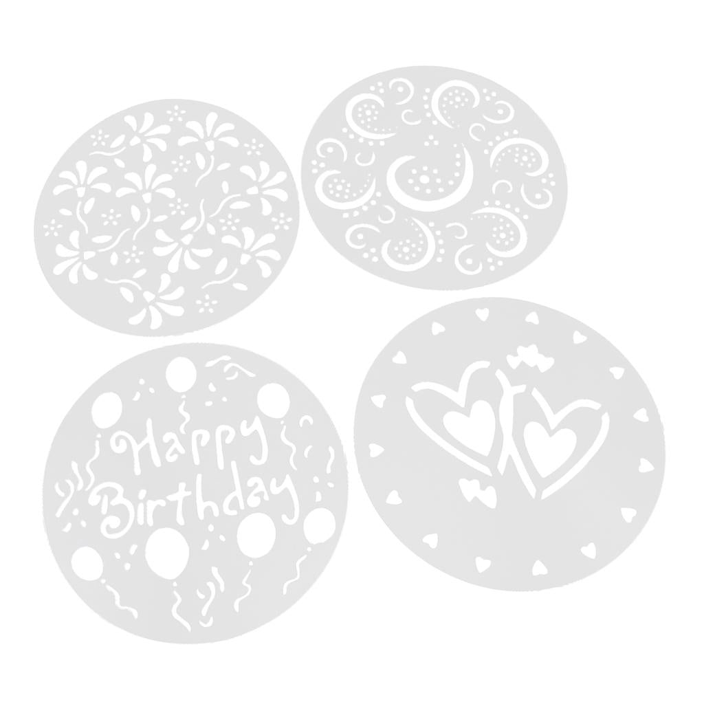 2x4 Pieces Spray Print Stencils Coffee Cake Strew Flowers Baking Mold