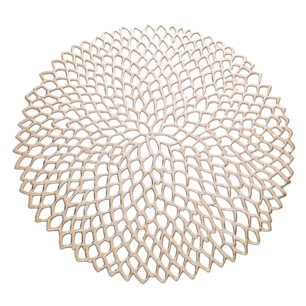 Non Slip Round Placemat PVC Table Mat Coaster Place Mat Champagne Gold