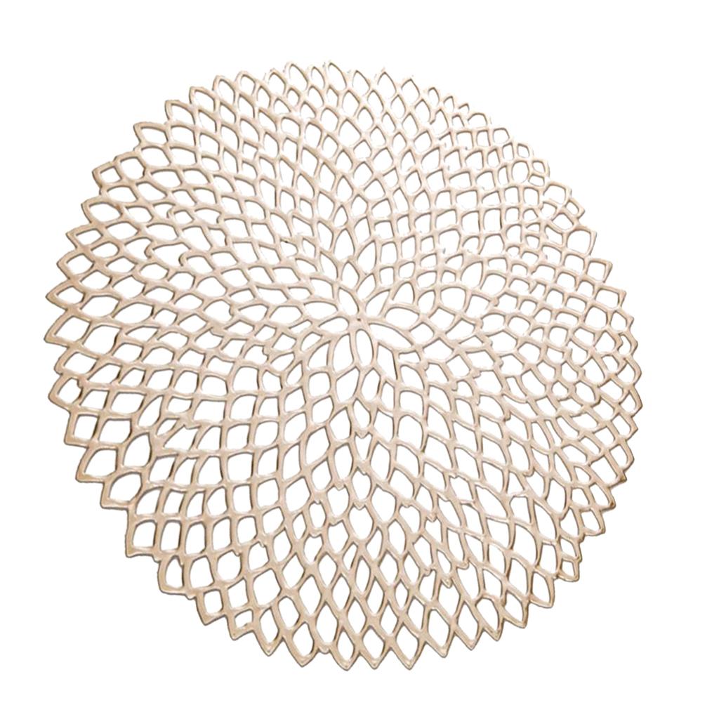 Non Slip Round Placemat PVC Table Mat Coaster Place Mat Champagne Gold