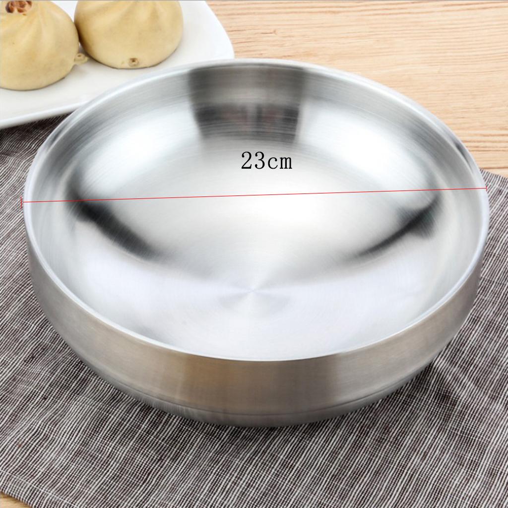 Stainless Steel Noodles Bowl Dinner Soup Fruit Bowl Kitchenware Silver 23cm