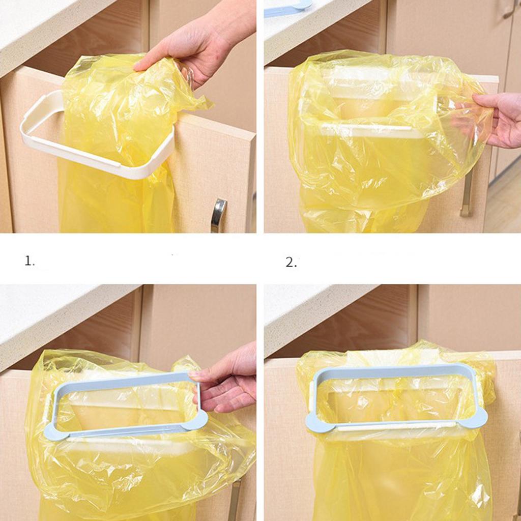 Trash Bag Holder Hanging Kitchen Cupboard Door Stand Garbage Rack Navy Blue
