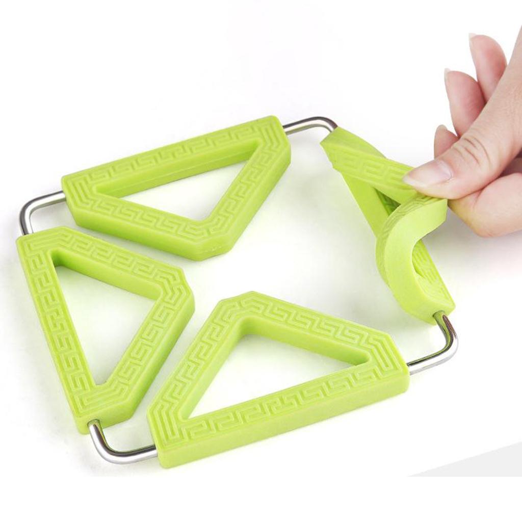 Kitchen Trivet Mat Adjustable Stainless Steel Silicone Pot Holder Table Pad Green