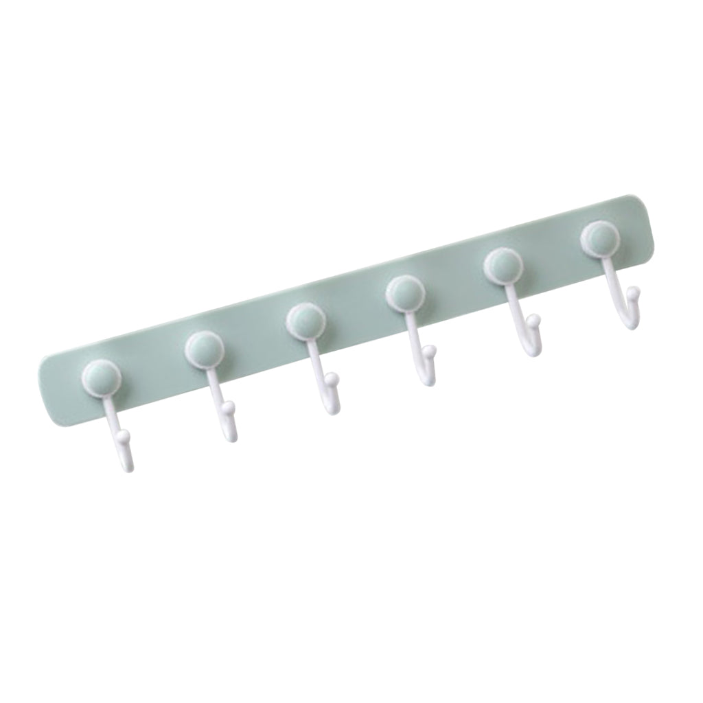 Self Adhesive Hook Rail Wall Mounted Coat Rack Organizer Holder Hanger Green