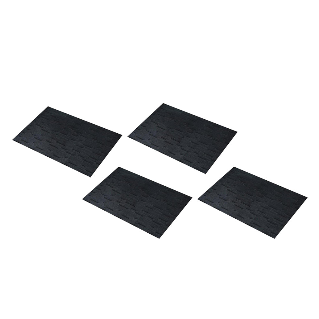 4pcs Vinyl Placemats Coasters Plastic Vintage Tableware Picnic Mat Black