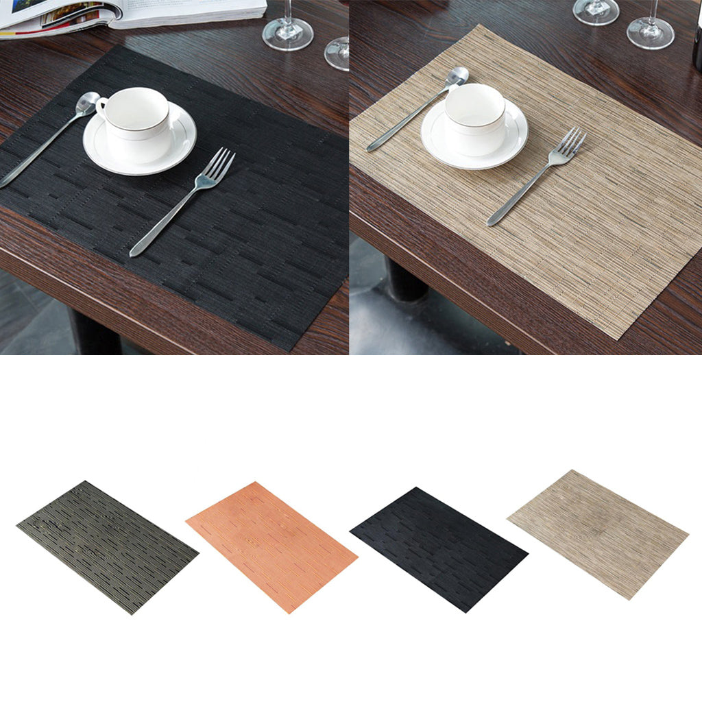 4pcs Vinyl Placemats Coasters Plastic Vintage Tableware Picnic Mat Black