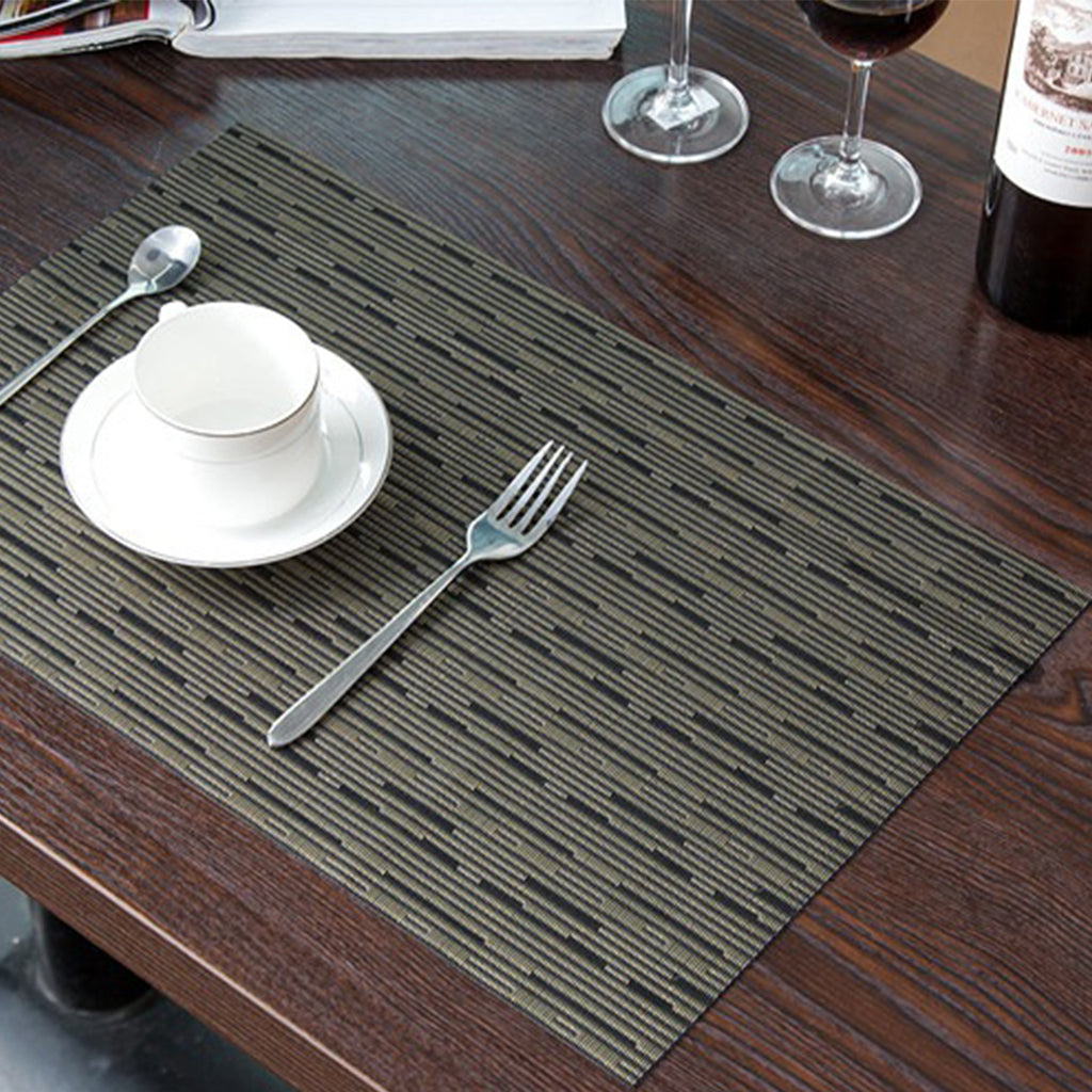 4pcs Vinyl Placemats Coasters Plastic Vintage Tableware Picnic Mat Grey