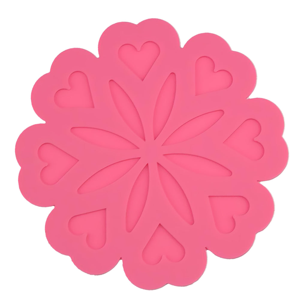 Flower Shaped Silicone Drink Coaster Pad Tabletop Protect Mug Accessory Rose Red