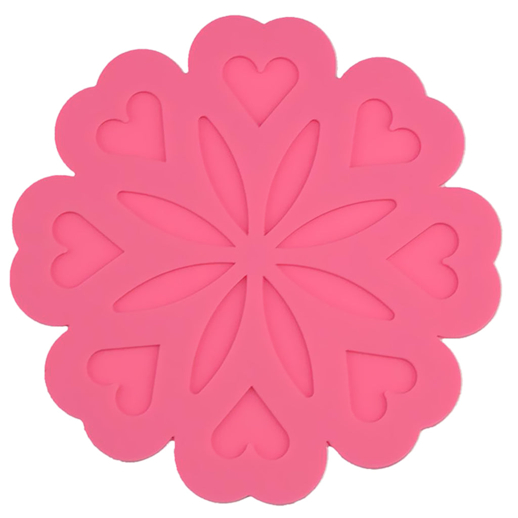 Flower Shaped Silicone Drink Coaster Pad Tabletop Protect Mug Accessory Rose Red