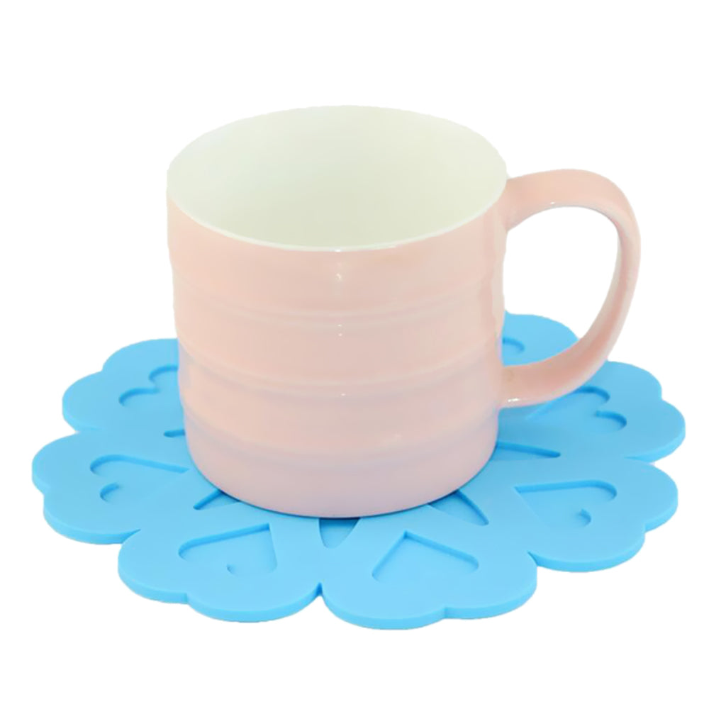 Flower Shaped Silicone Drink Coaster Pad Tabletop Protect Mug Accessory Rose Red