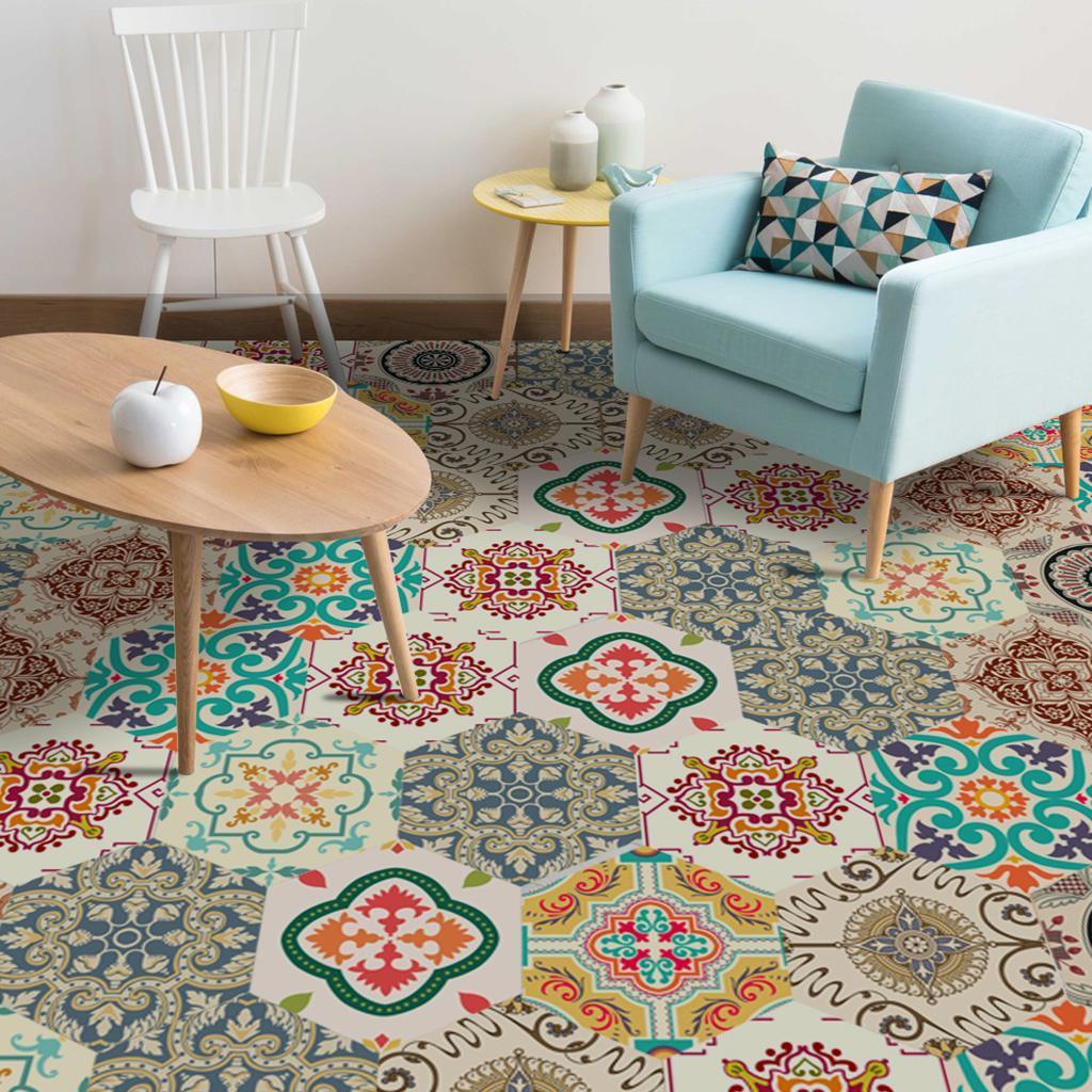 10pcs Floor Stickers PVC Tile Stickers Removable Wall Stickers Home Decor C
