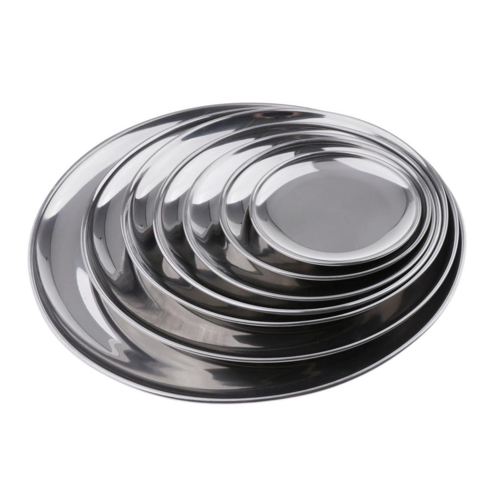 5xStainless Steel Round Plates 14CM