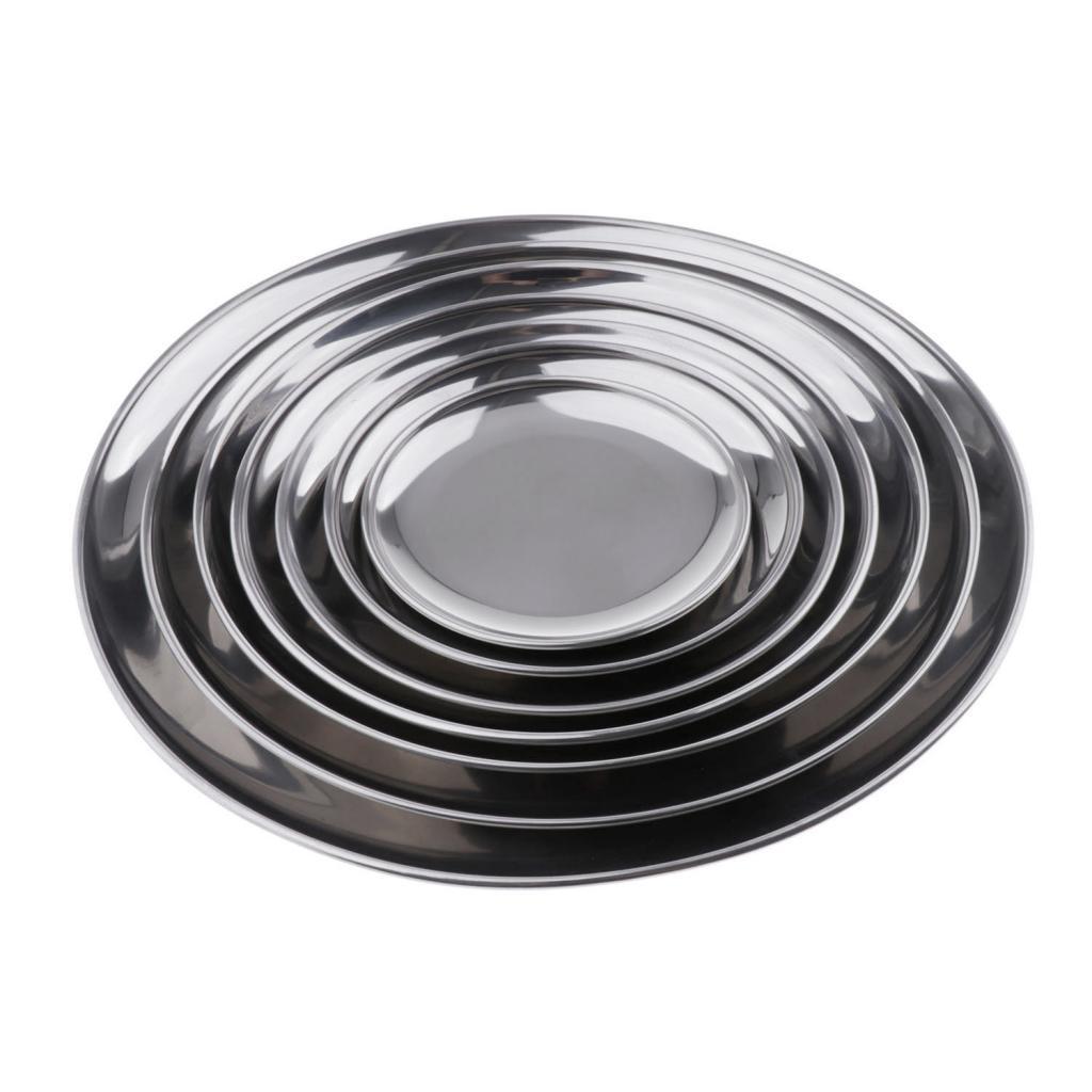 5xStainless Steel Round Plates 14CM