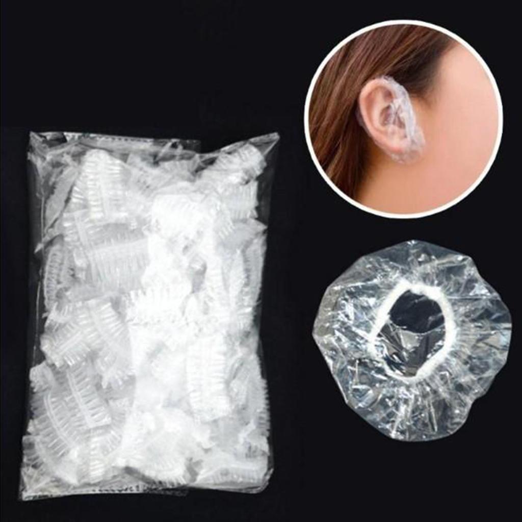 2x100PCS Ear Protector Caps Disposable Elastic Clear Shower Water Ear Covers
