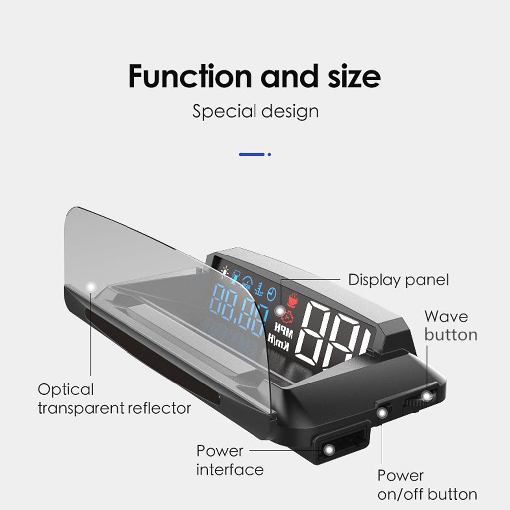 5 in Car Head UP Display Projector OBD2 Speed Warning Mileage Measurement