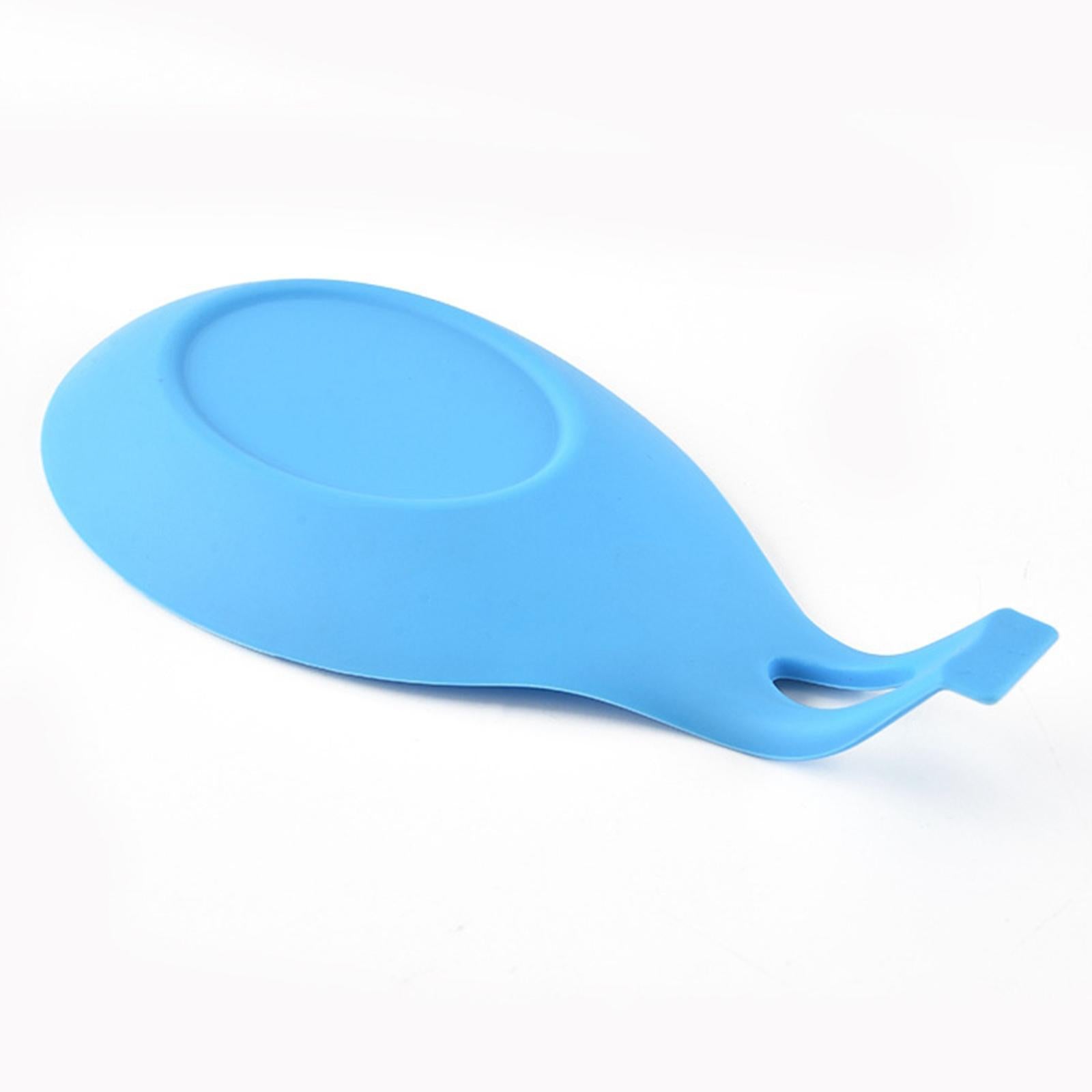 2xHeat Resistant Silicone Spoon Rest Kitchen Utensil Spatula Holder Tool Aid Blue