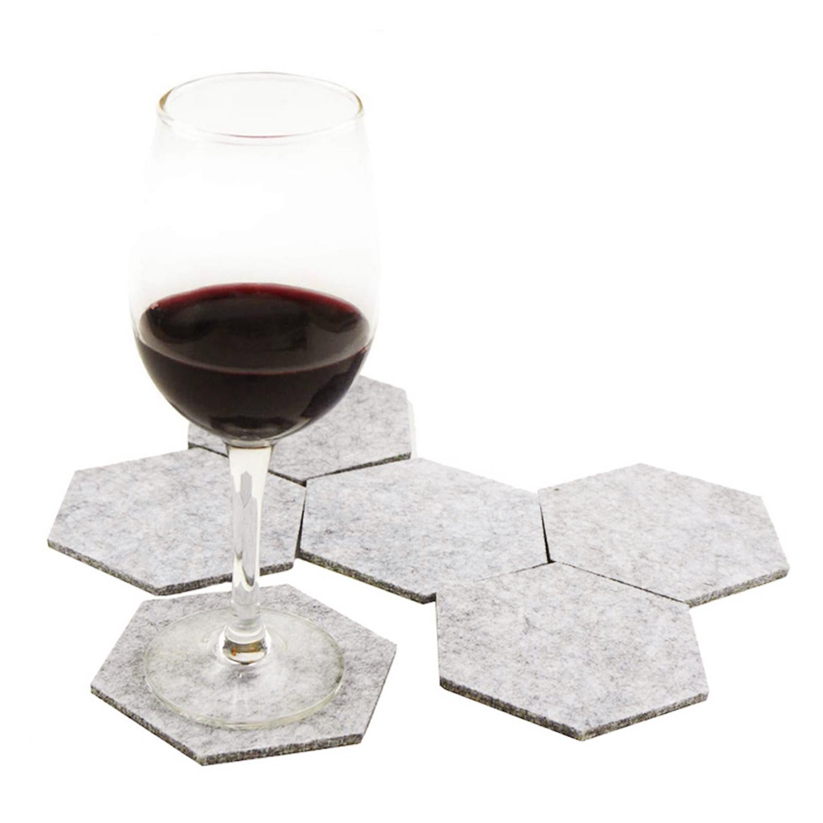 4x8pcs Felt Coaster Cup Mat Pad Insulated Placements  Light Gray Hexagonal
