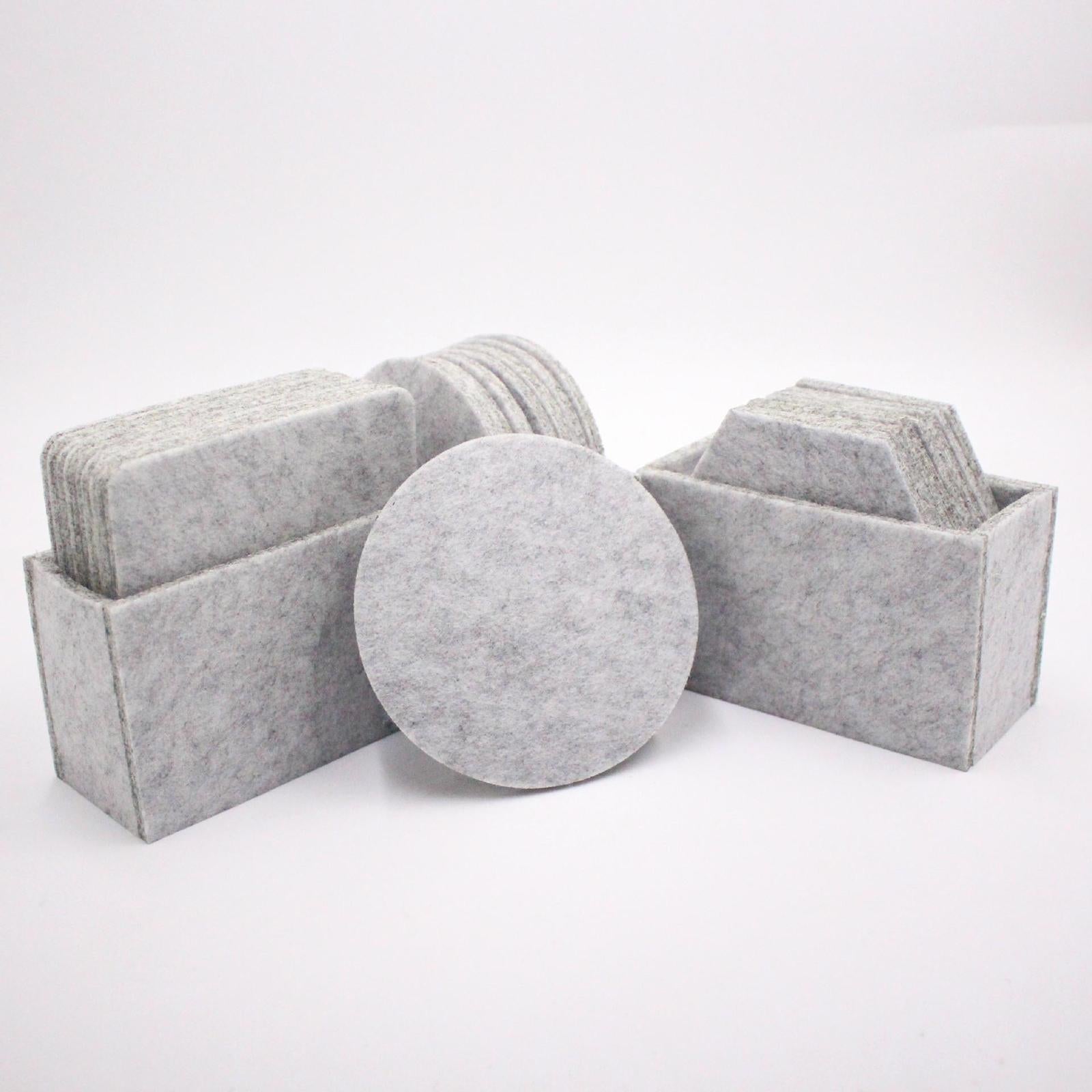 2x8pcs Felt Coaster Cup Mat Pad Insulated Placements  Light Gray Hexagonal