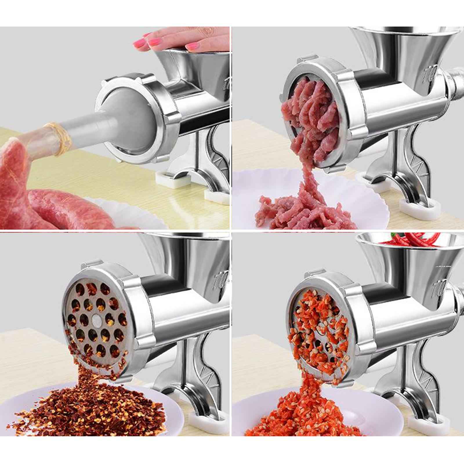 Stainless Steel Manual Meat Grinder Mincer Tool Table Hand Crank Sausage S