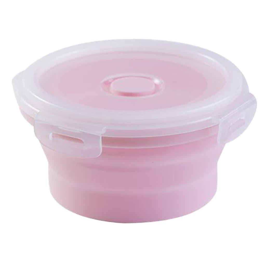 3xRound Food Container Storage Collapsible Camping Bowl Microwave Refrigerator small 350ML pink