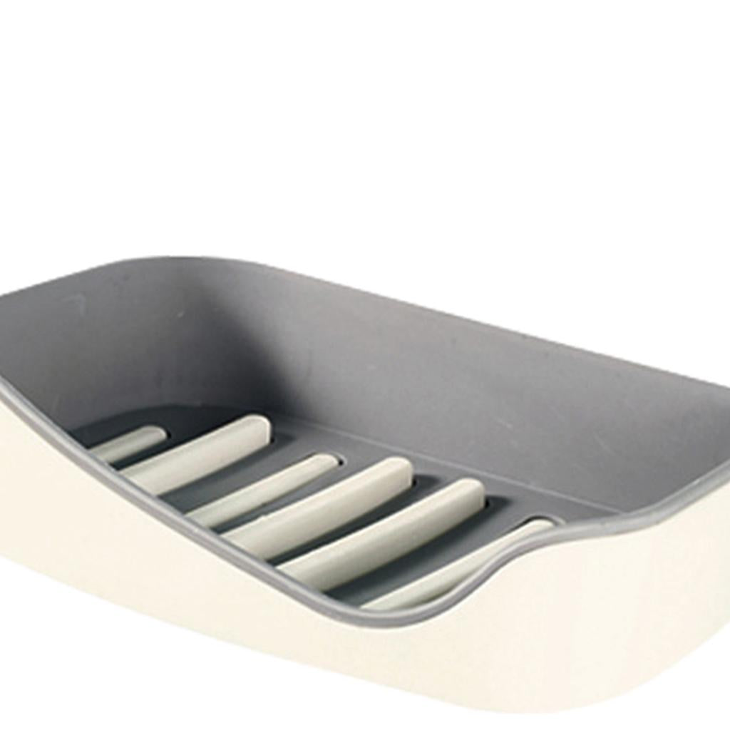 4xSoap Holders with Drain, Double Layer Draining Soap Box for Bathroom Grey