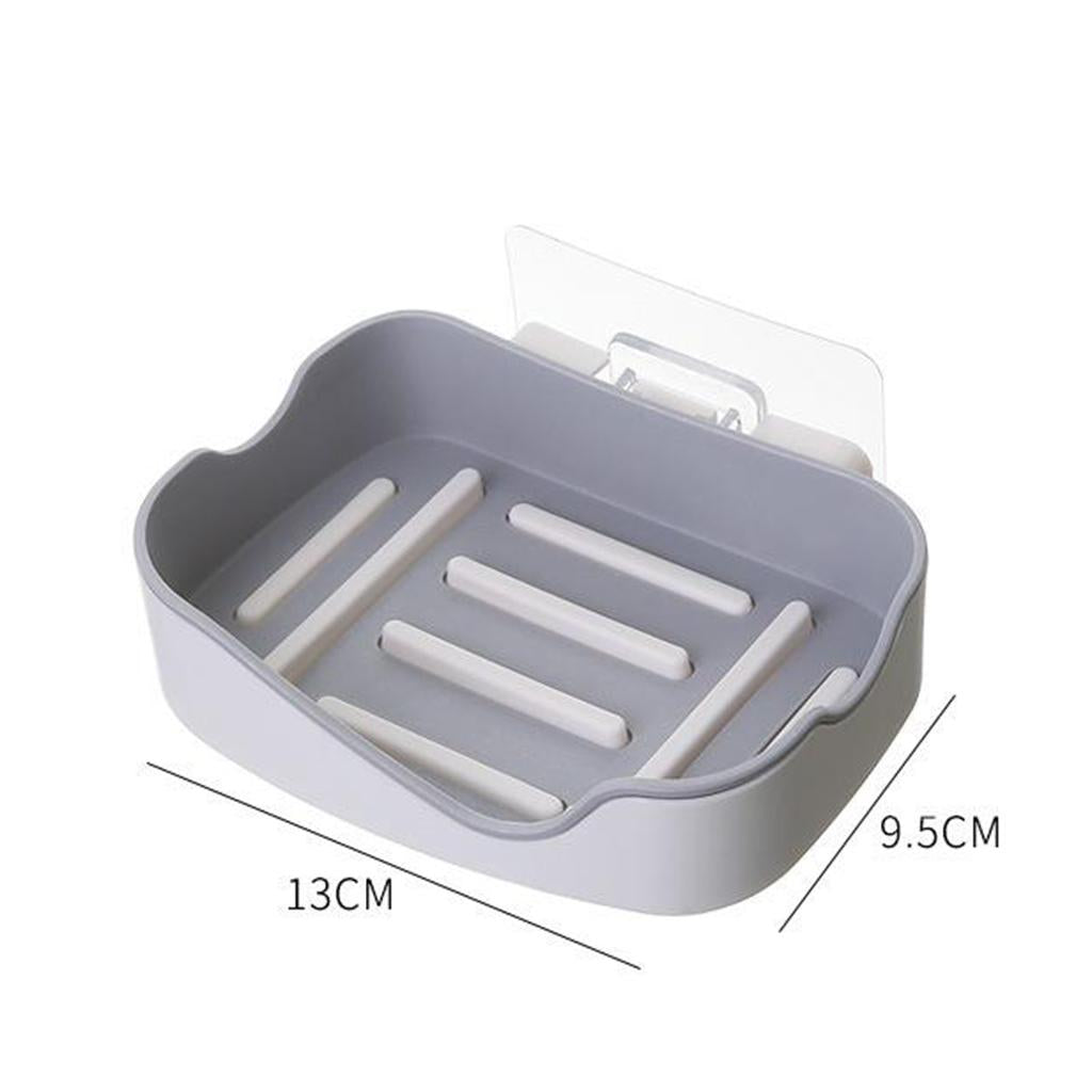 4xSoap Holders with Drain, Double Layer Draining Soap Box for Bathroom Grey