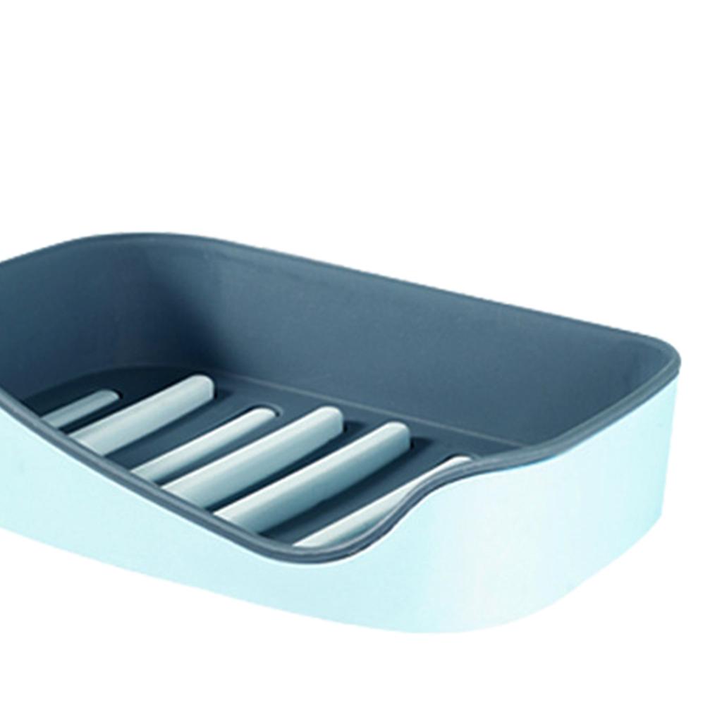 4xSoap Holders with Drain, Double Layer Draining Soap Box for Bathroom Blue