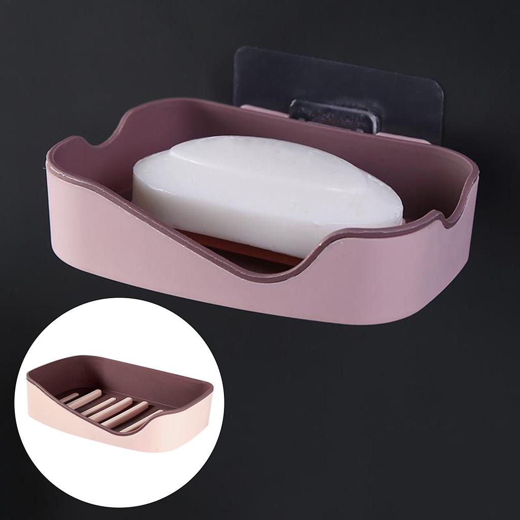 4xSoap Holders with Drain, Double Layer Draining Soap Box for Bathroom Red