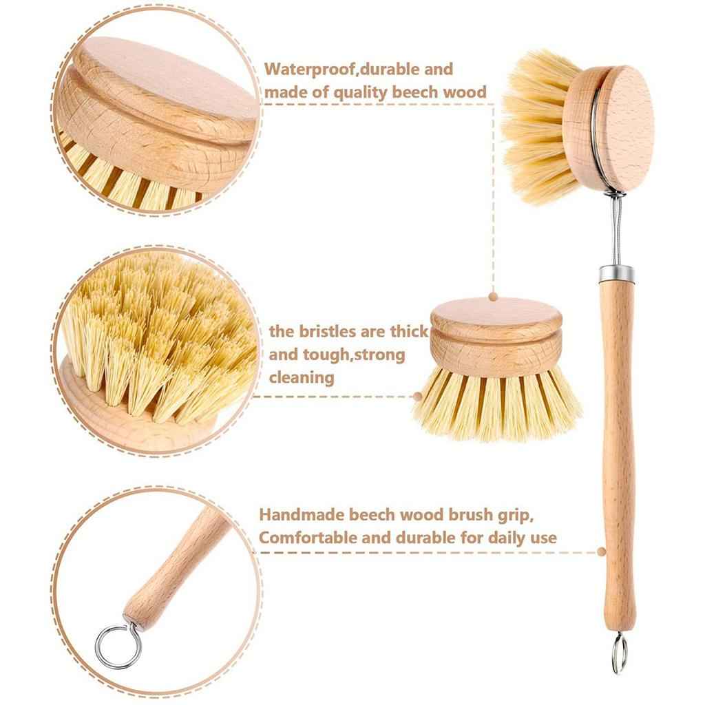 Dish Brush Wooden Handle Kitchen Brushes Nylon Bristle Natural Scrubber brush