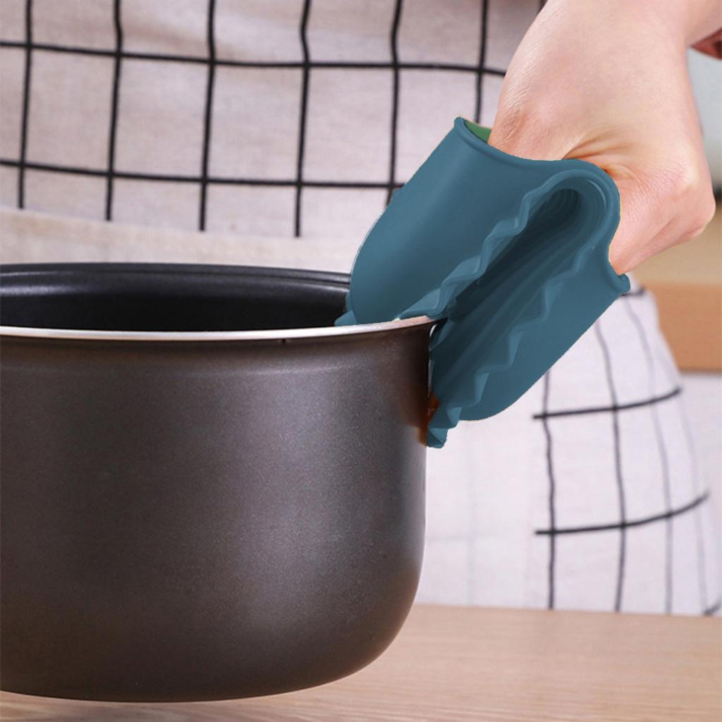 2xDurable Anti-slip Oven Glove Pot Holder Household Accessories Dark Blue