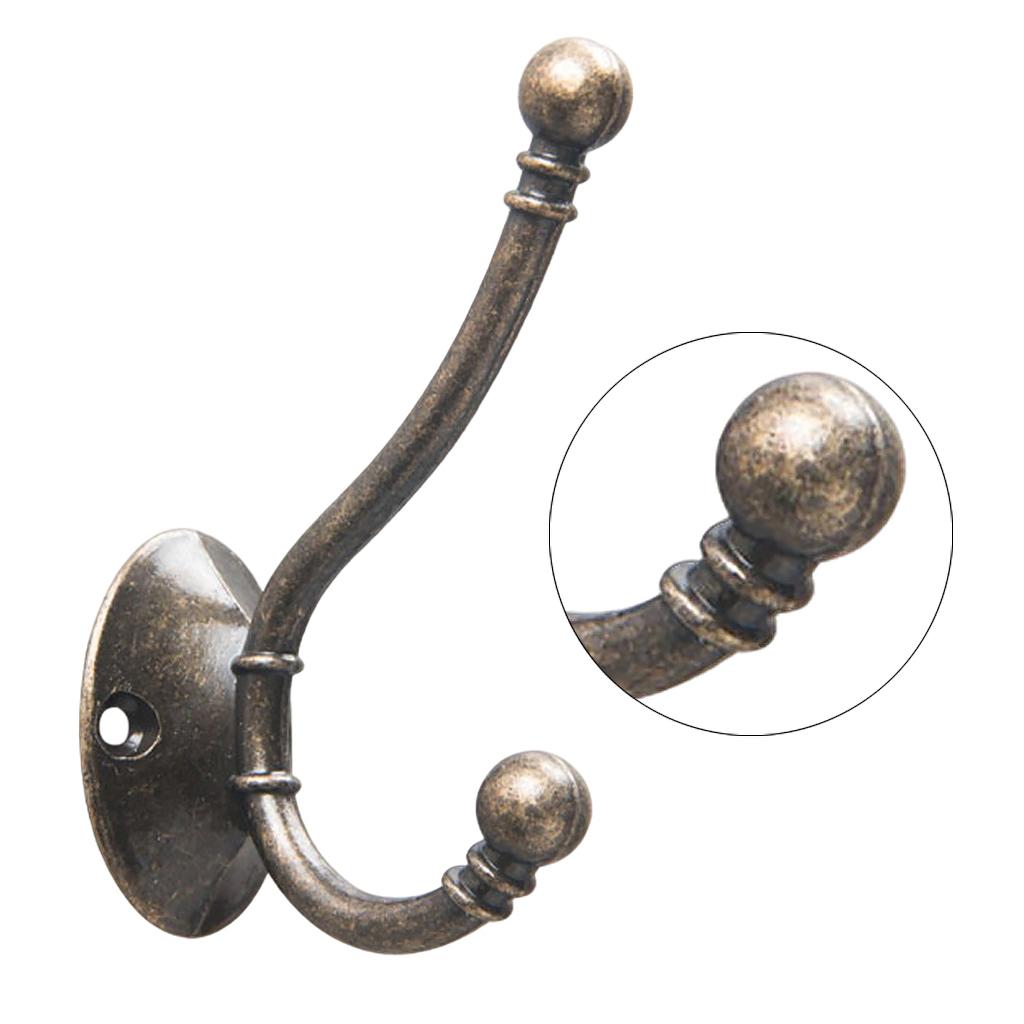 2xRetro Zinc Alloy Hat Coat Hooks Ancient Rustic Shabby Door Wall Metal Hanger Bronze