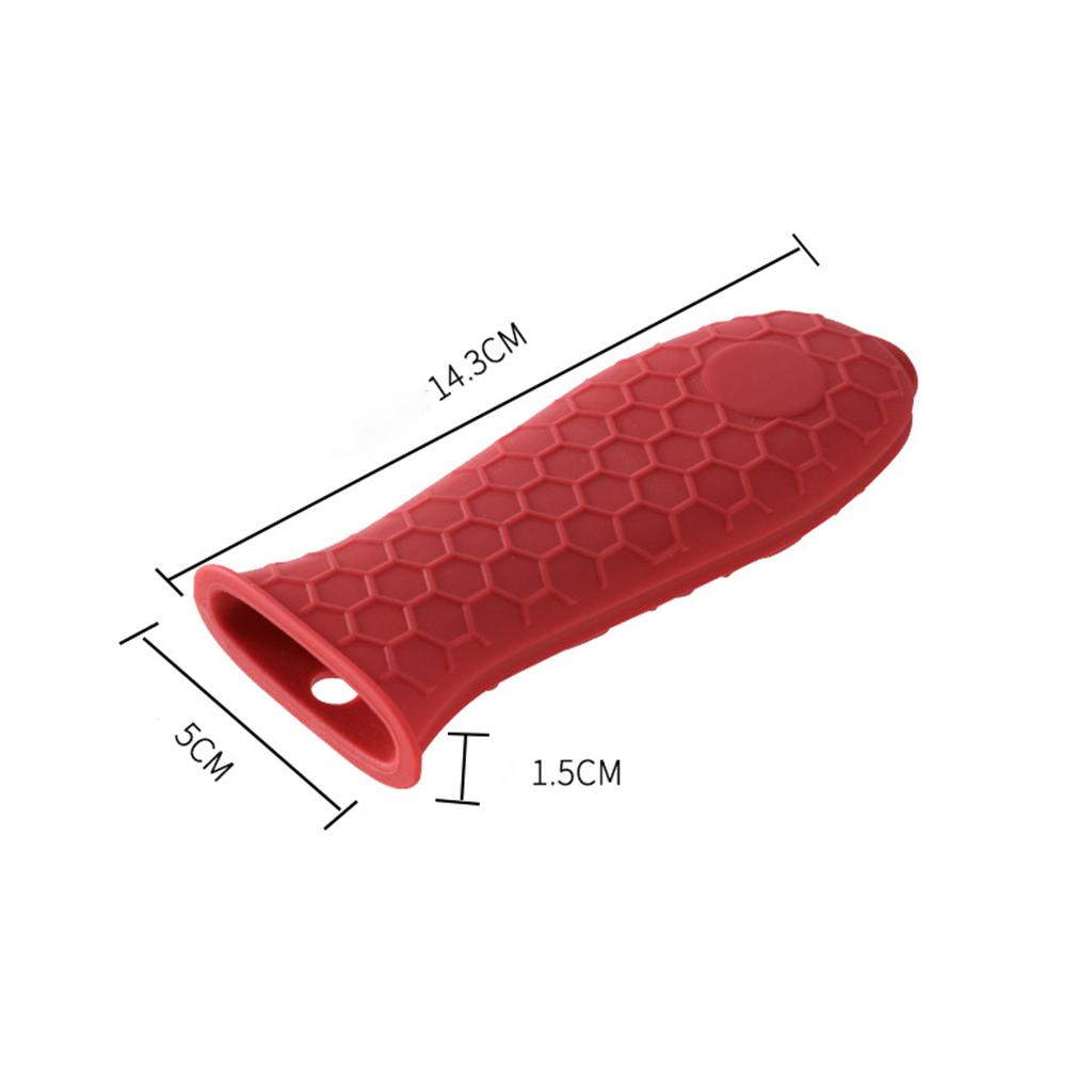 4xSilicone Pot Holder Sleeve Pot Frying Pan Handle Cover Grip Kitchen Red