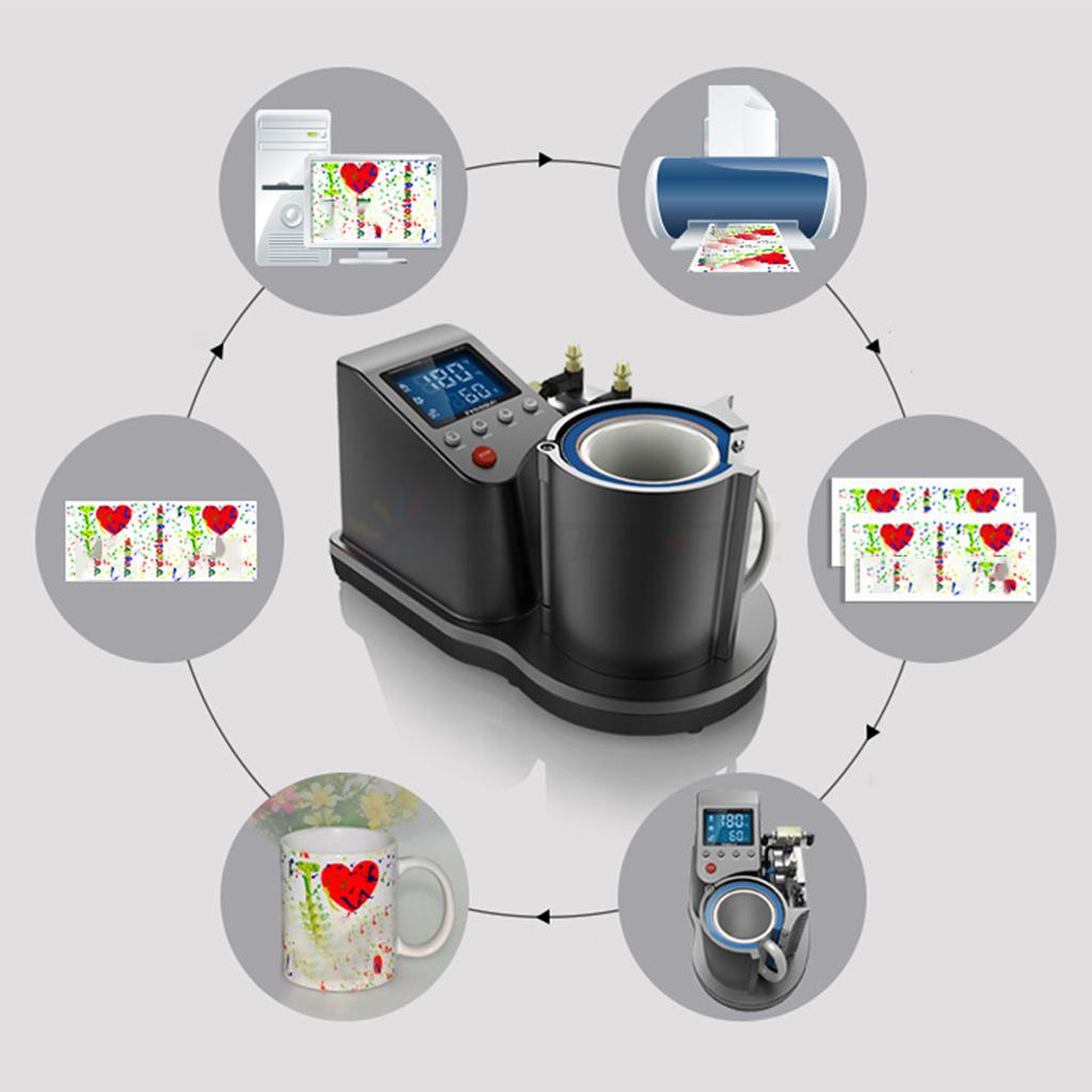 Automatic Pneumatic Mug Heat Press Machine Sublimation DIY Transfer 280W
