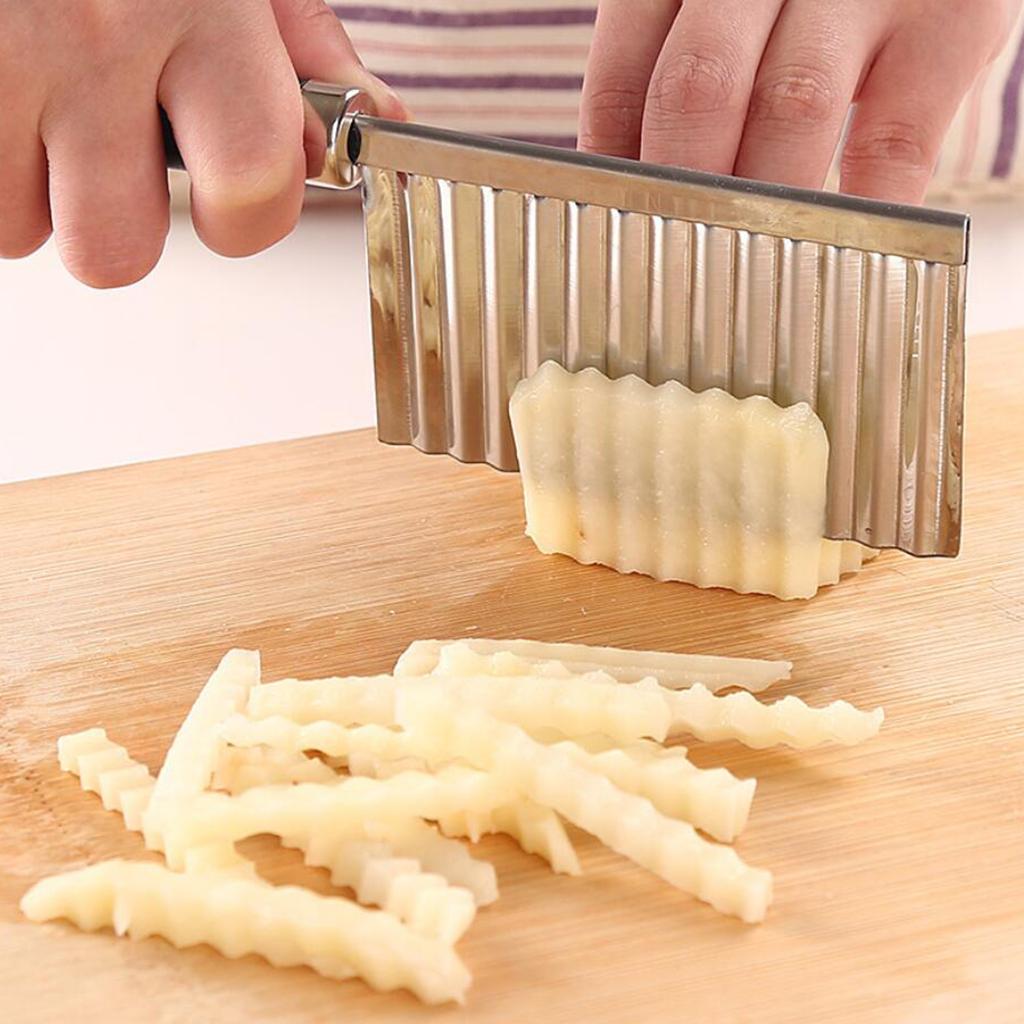 3xCrinkle Cutter for Veggies Stainless Steel Blade Wavy Crinkle Cutting Tool