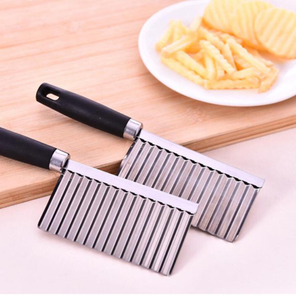 2xCrinkle Cutter for Veggies Stainless Steel Blade Wavy Crinkle Cutting Tool
