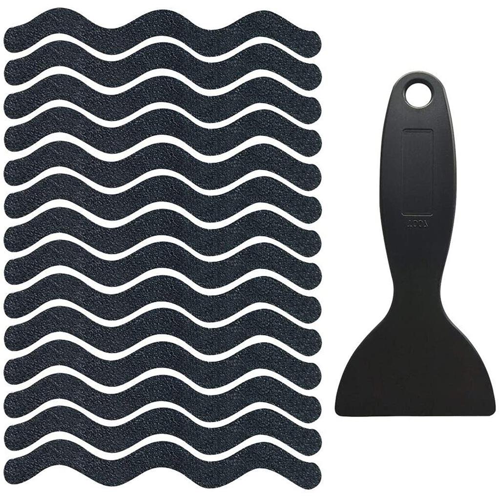 2xSet of 24 Anti Slip Bath Tape Shower Pad w/ Shovel for Stairs Outdoors Black