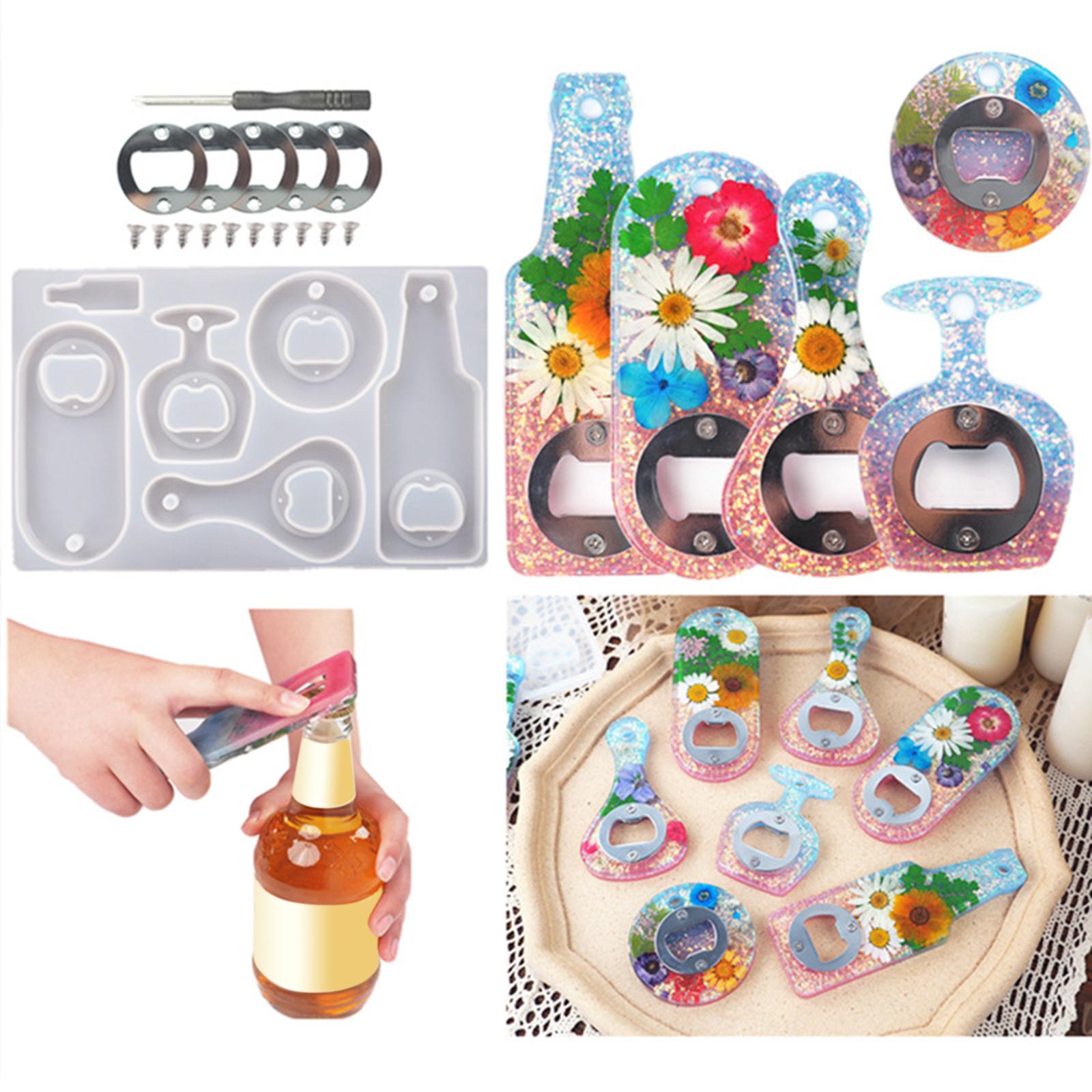 3xCorkscrew DIY Crystal Resin Epoxy Silicone Mold Beer Spanner Opener Set B