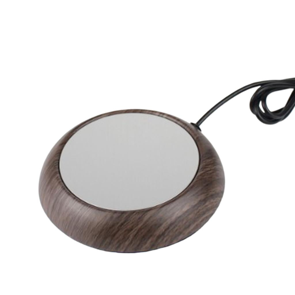 Ceramic Glass Cup Warmer Heat Tea Mug Mat Coaster Keep Coffee Warm Heater 5W Deep Wood Grain