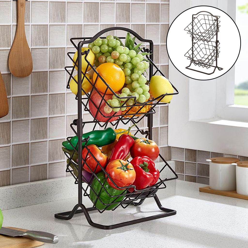 Detachable Fruit Vegetables Drain Rack Kitchen Cutlery Storage Shelf Brown